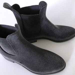 Lemon Jelly rubber boots ☂️ charcoal grey velvet texture! Sz 38